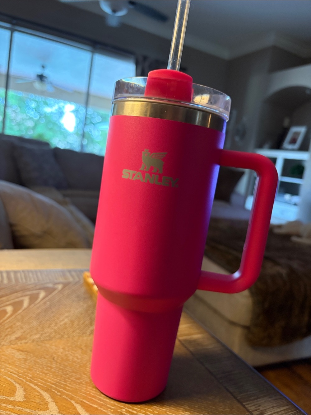 Stanley Hot Pink Insulated Tumbler with Handle and Straw 40 oz.